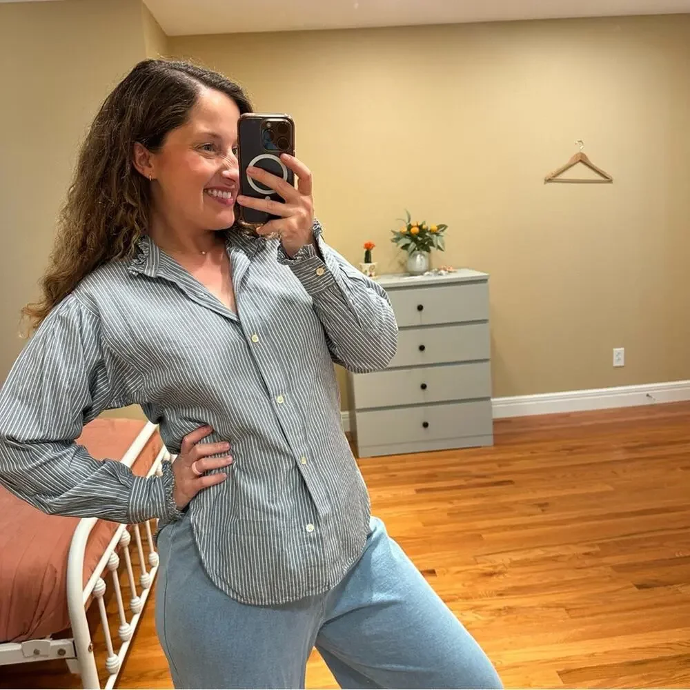 Isabel Marant Etoile Blue White Striped Blouse Top Small